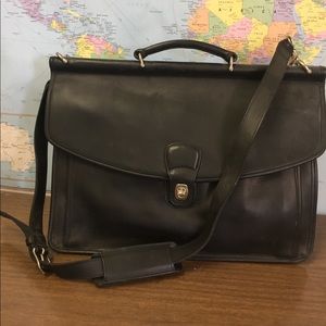 Coach vintage leather briefcase with two gussets.